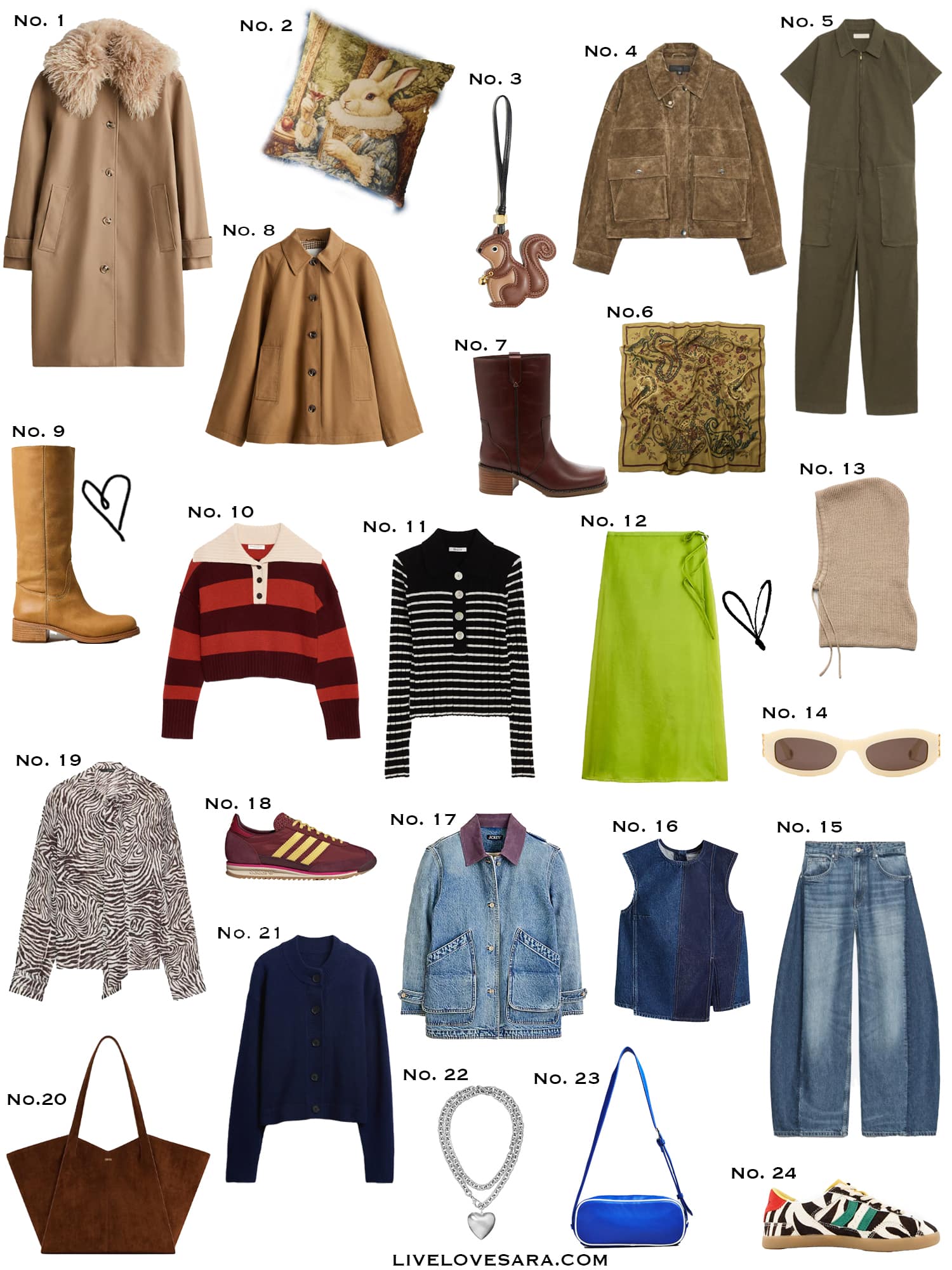 A white background with a collection of 24 finds from the past week.