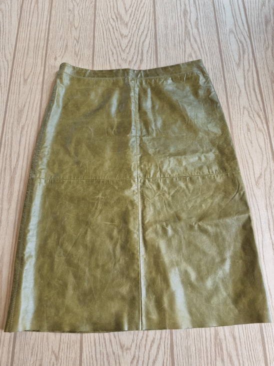 Vintage GAP green Leather Skirt Y2k 90's Knee Length