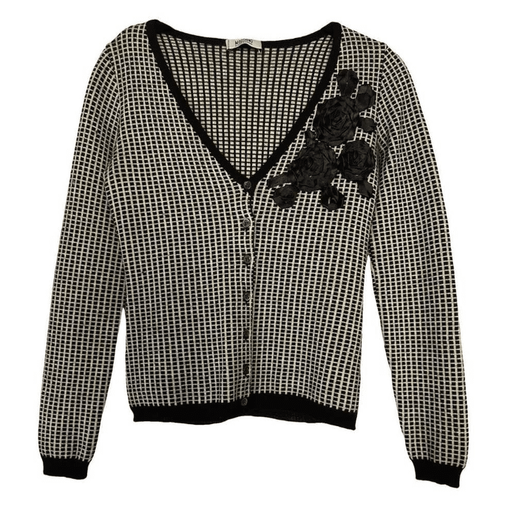 moschino flower applique cardigan