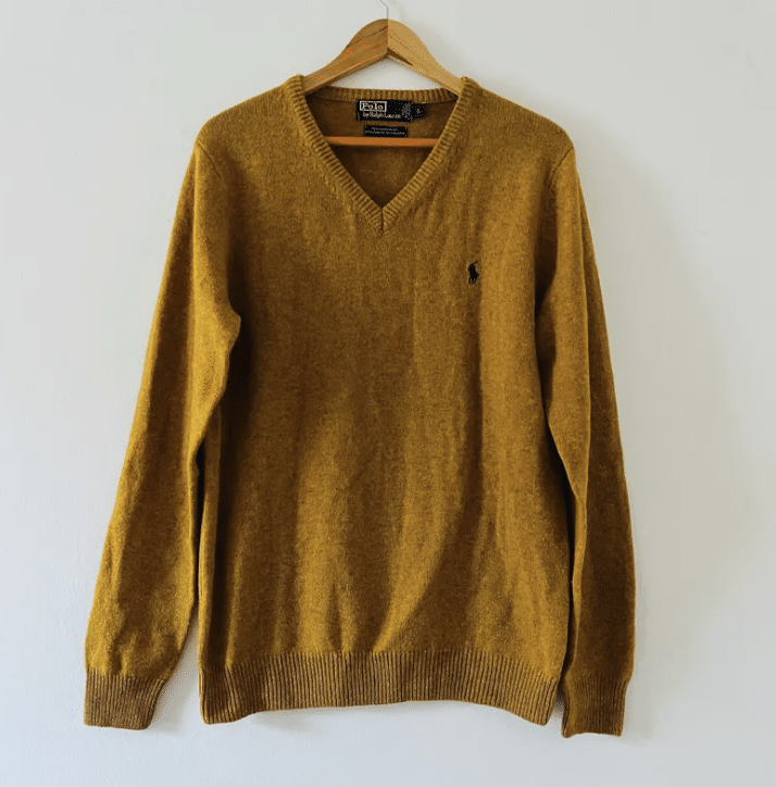 vintage mustard ralph lauren wool sweater