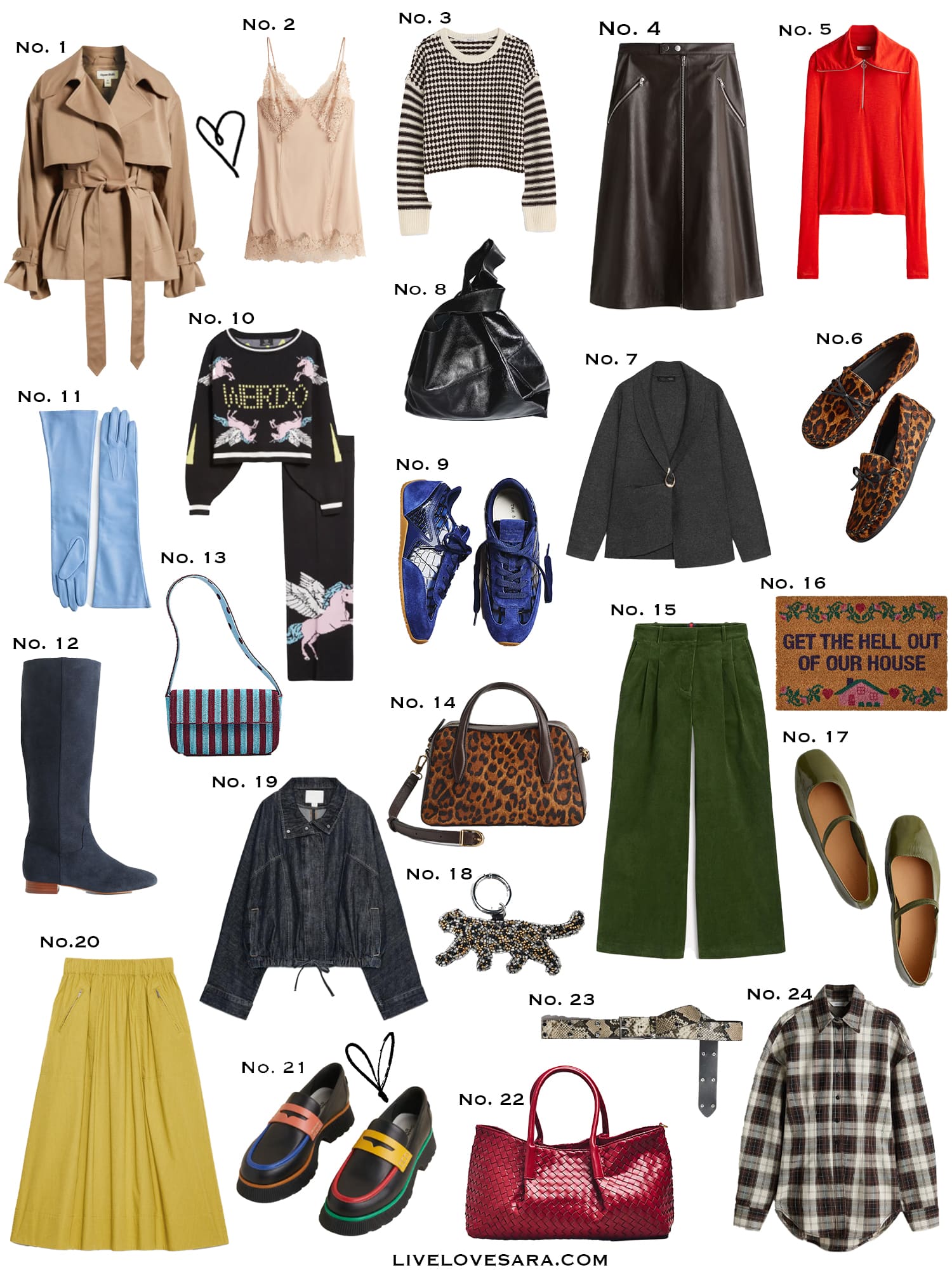 A white background with a collection of 24 finds from the past week.