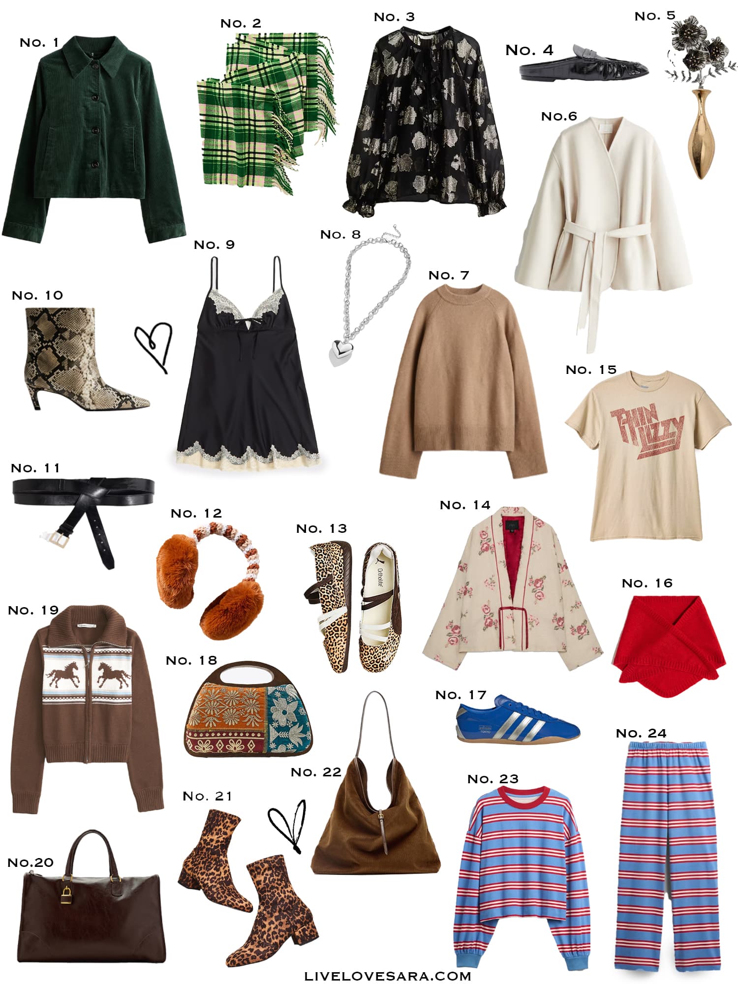 A white background with a collection of 24 finds from the past week.