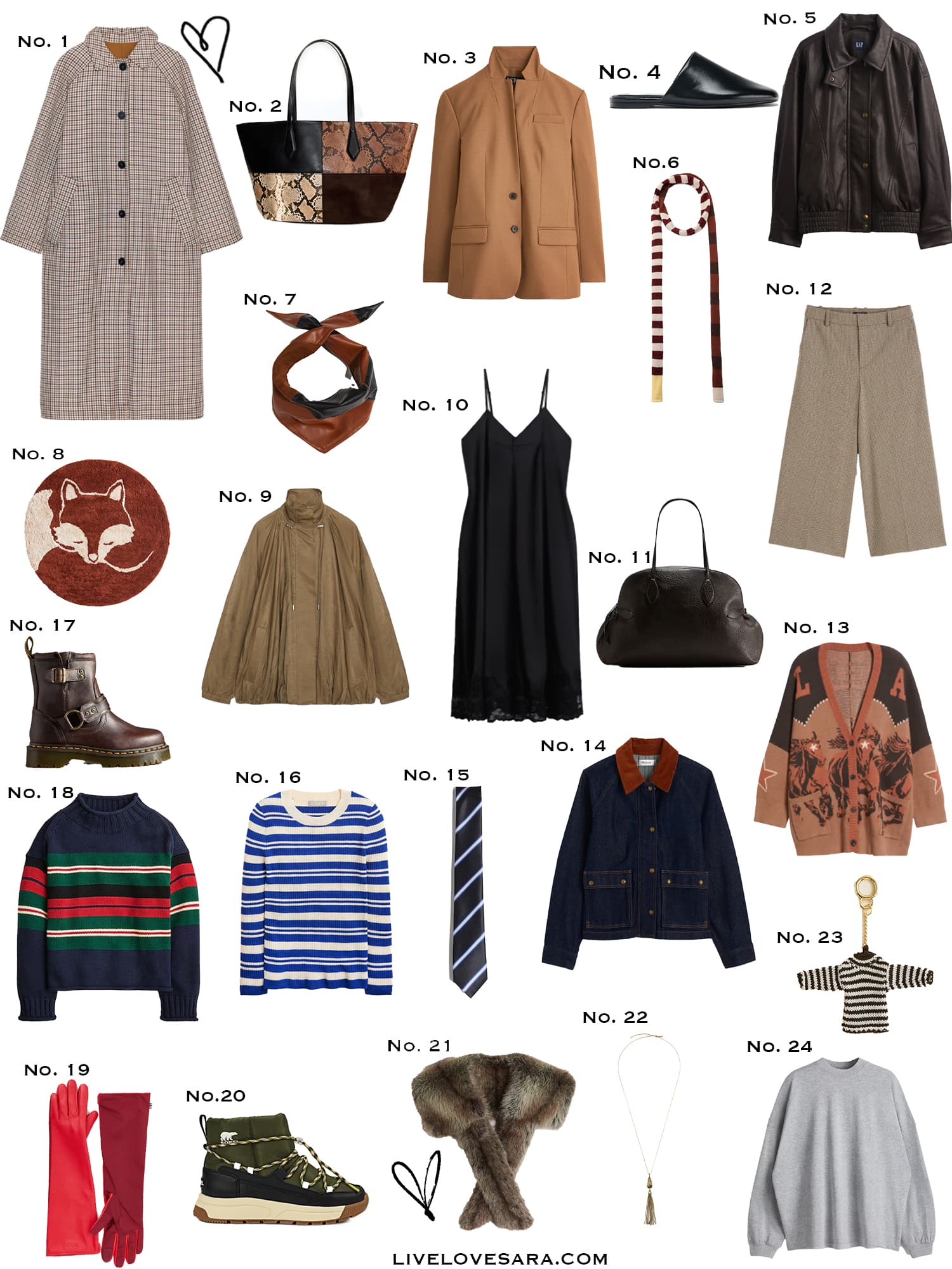 A white background with a collection of 24 finds from the past week.