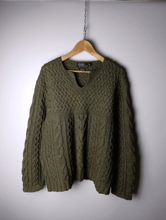Vintage 90s Polo Ralph Lauren Hand Knit Sweater Wool Silk