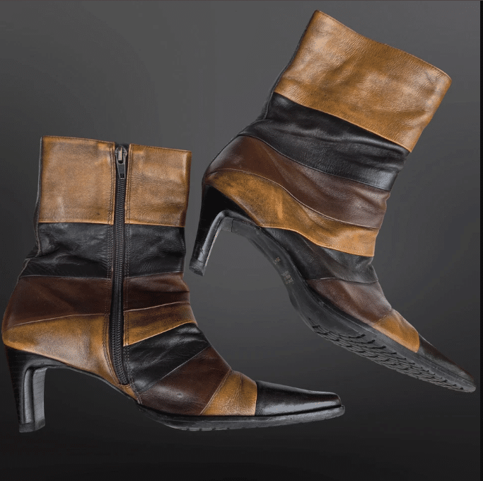 Vintage 90s Y2K Brown Patchwork Leather boots