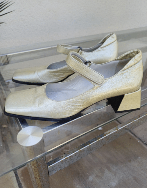 vintage Miu Miu gold block heels