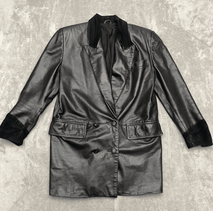 Vintage Bally Of Switzerland Women's 2 Button Black Leather Jacket Coat