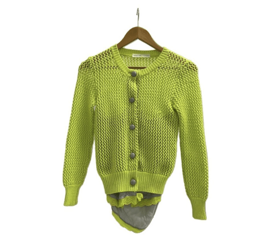 Sacai Lucky Layered Lace Cardigan Neon Green