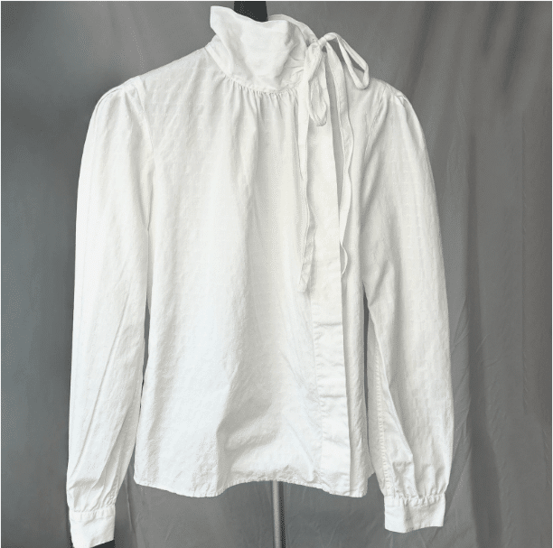 Vintage PRADA Women Asymmetrical Mock Neck Tie White Blouse Shirt