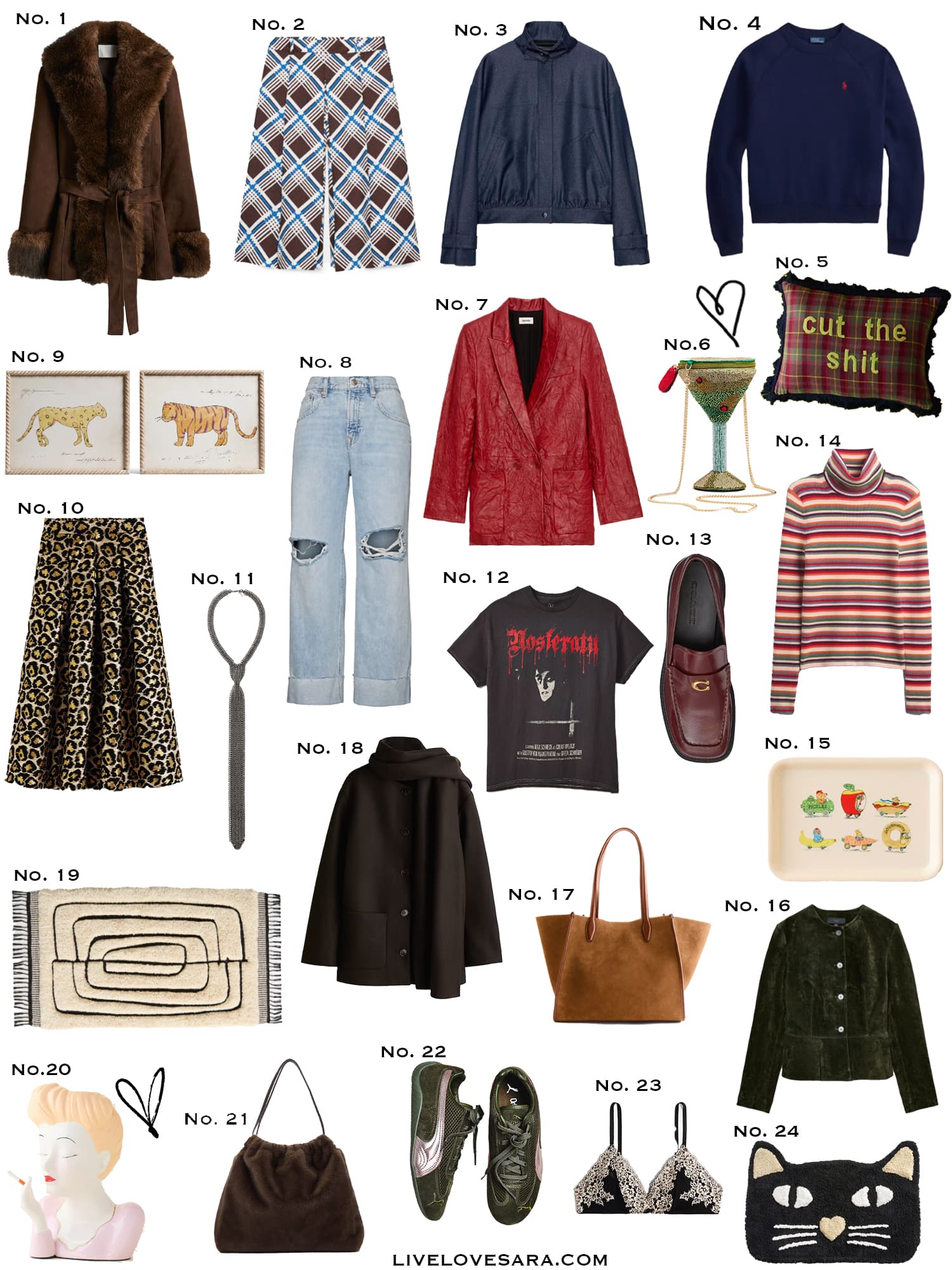 A white background with a collection of 24 finds from the past week.