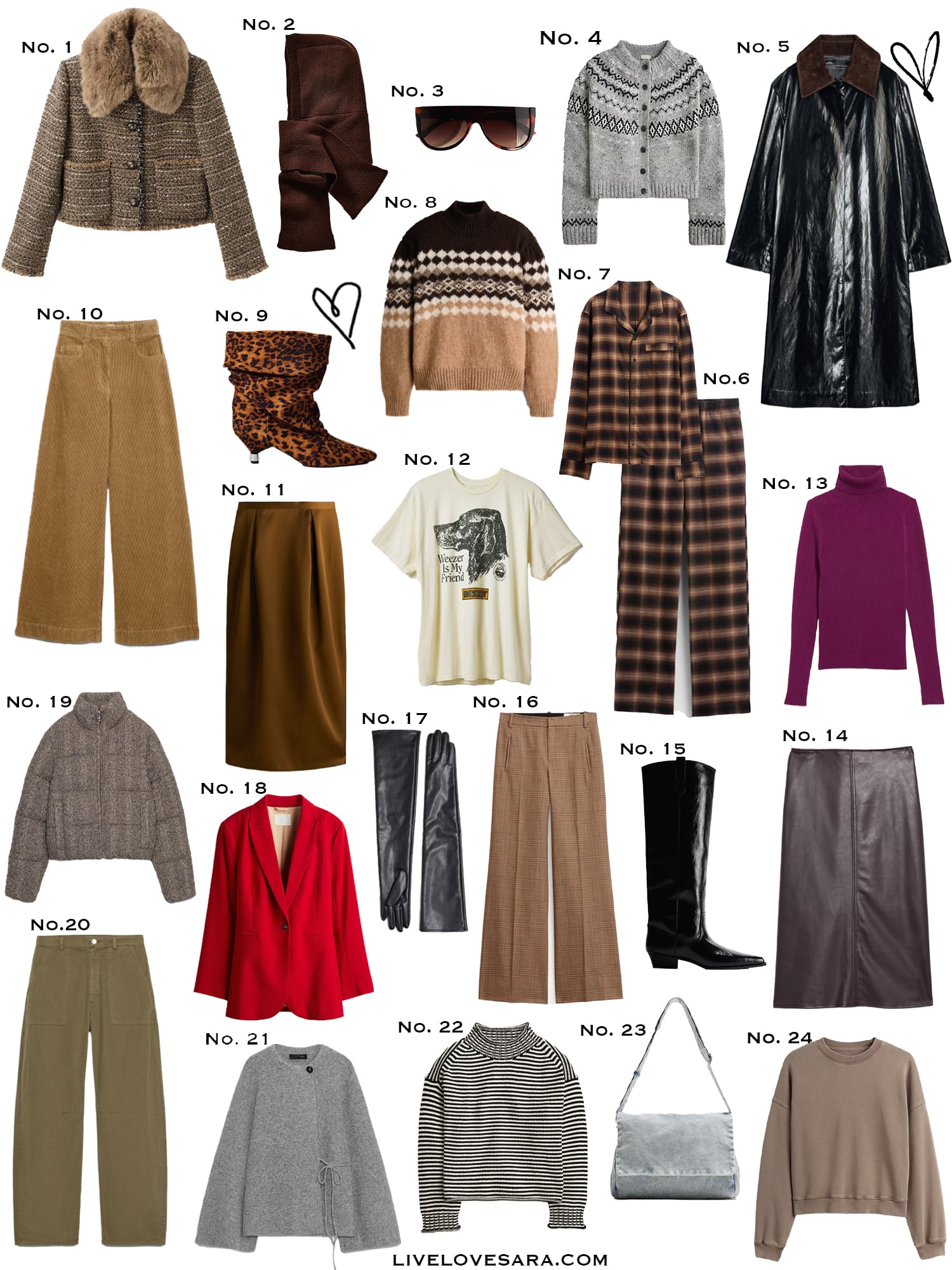 A white background with a collection of 24 finds from the past week.