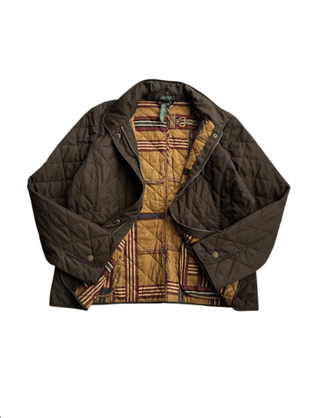 vintage ralph lauren brown quilted coat