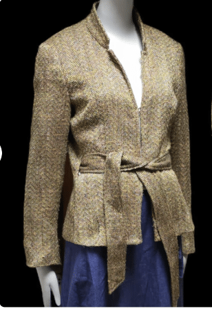 Oscar de la Renta Belted Herringbone Tweed Blazer