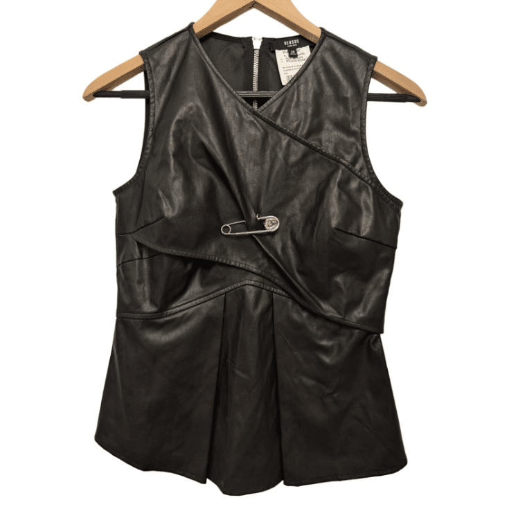 Versace Faux Leather Sleeveless Top