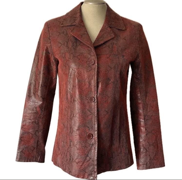 Vintage 90’s Red Leather Snake Print Jacket