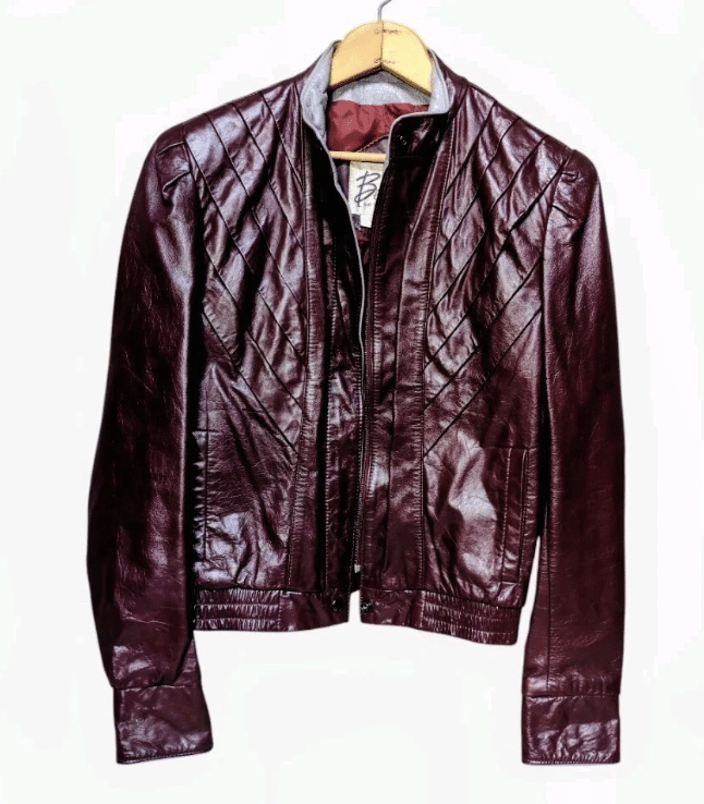Vintage Berman’s Leather Bomber Burgundy Oxblood Lined Jacket