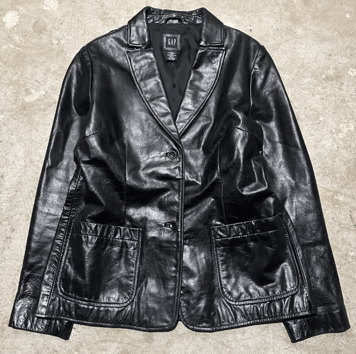 Vintage 90s Gap Leather Blazer: Women's Black leather jacket