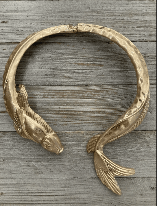 Vintage 1990's?New Old Stock Massive Koi Fish Modern Gold Collar Necklace