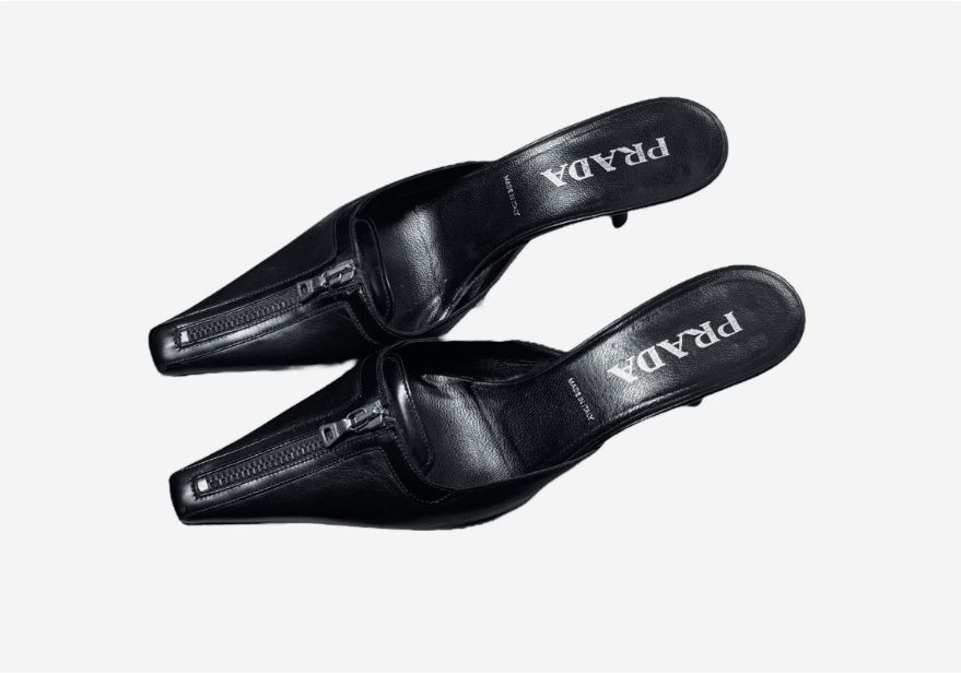 Vintage Prada Leather Pointed Toe Mules