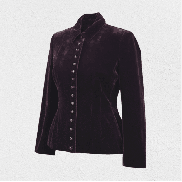 Vintage 90s Lauren Ralph Lauren Dark Maroon Velvet Jacket Jewelled Buttons