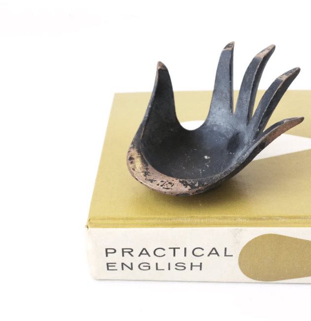 Vintage MCM Hand Ashtray, Bronze Hand Dish