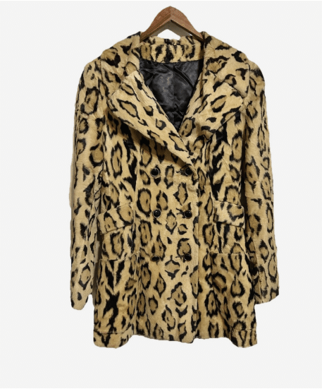 Vintage Leopard Faux Fur Pea Coat Style VI LTD Medium Animal Print