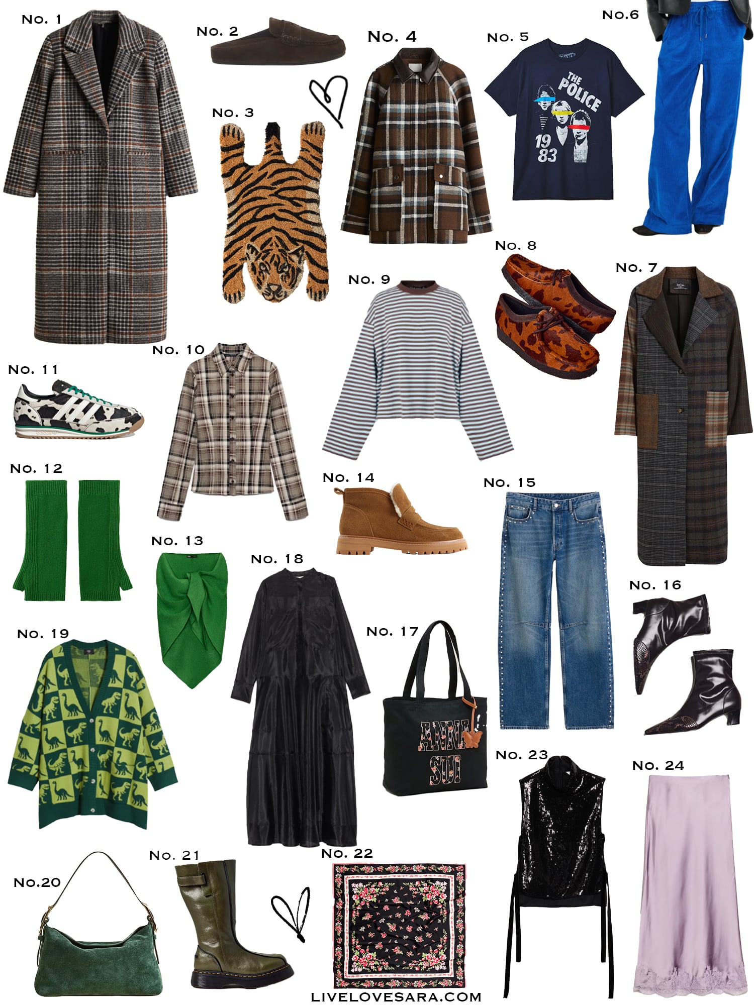 A white background with a collection of 24 finds from the past week.