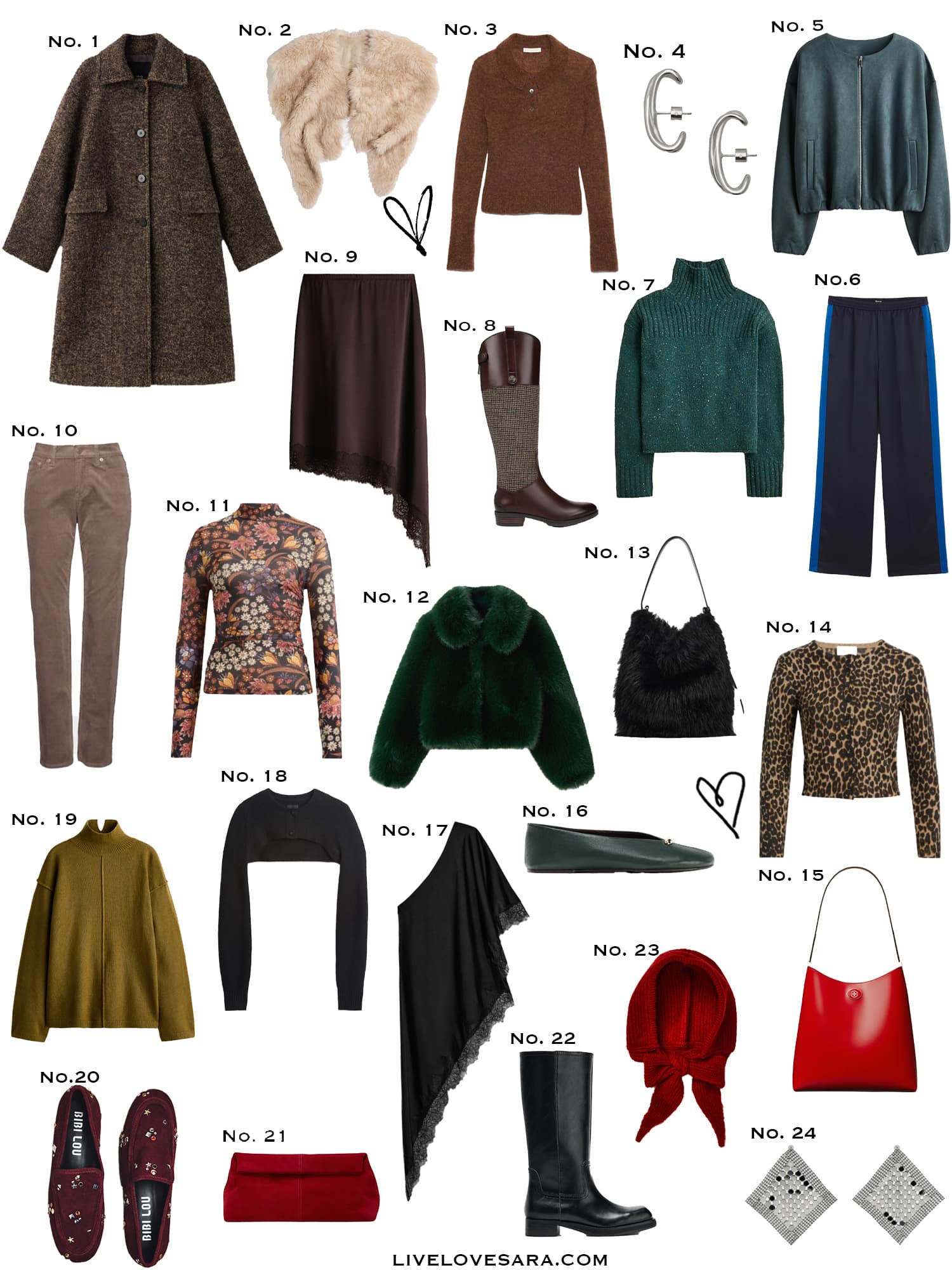 A white background with a collection of 24 finds from the past week.