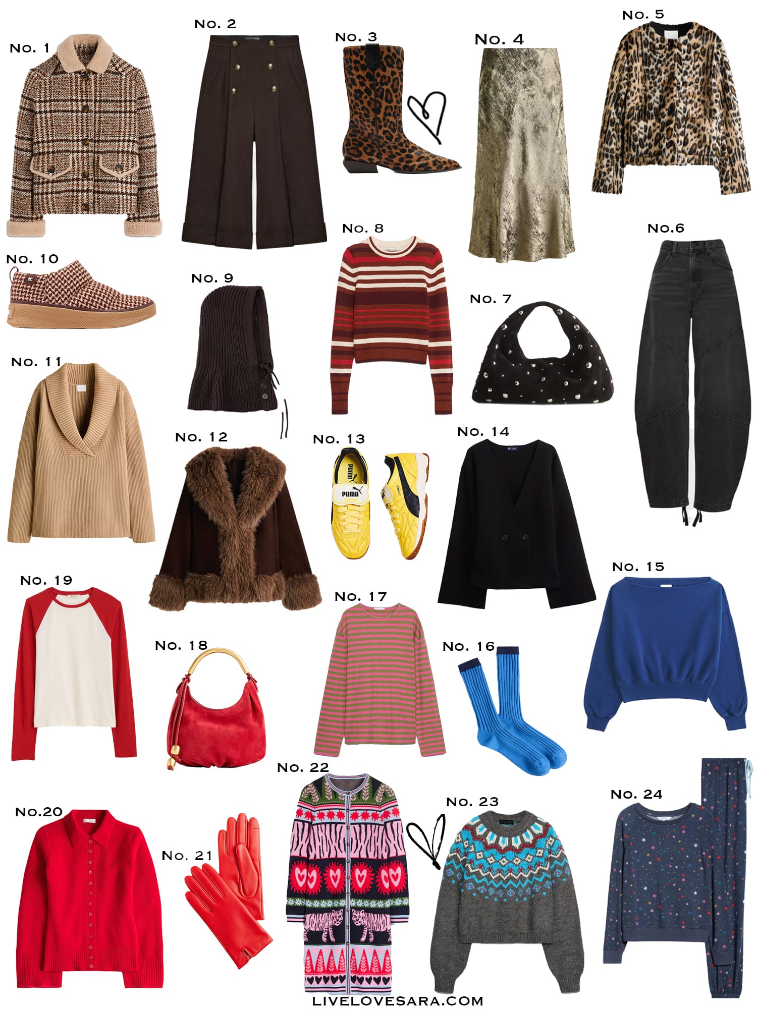 A white background with a collection of 24 finds from the past week.