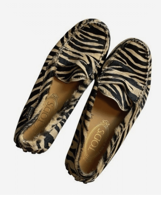 tods zebra print loafer