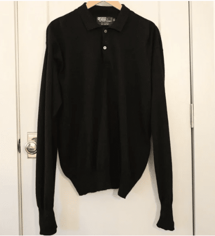 black cashmere polo sweater