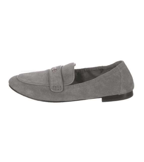 tory burch grey suede loafers