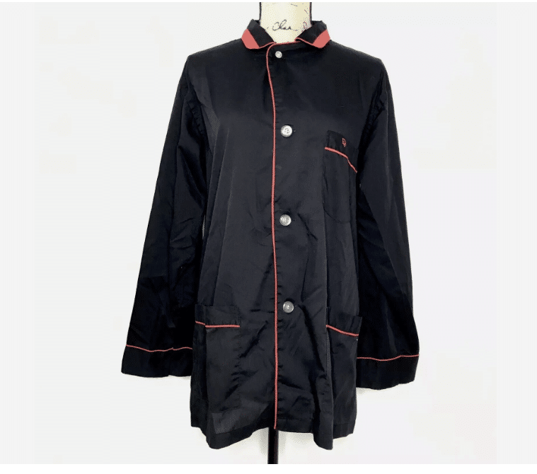 Christian Dior Long Sleeve Tunic Shirt black with red piping.