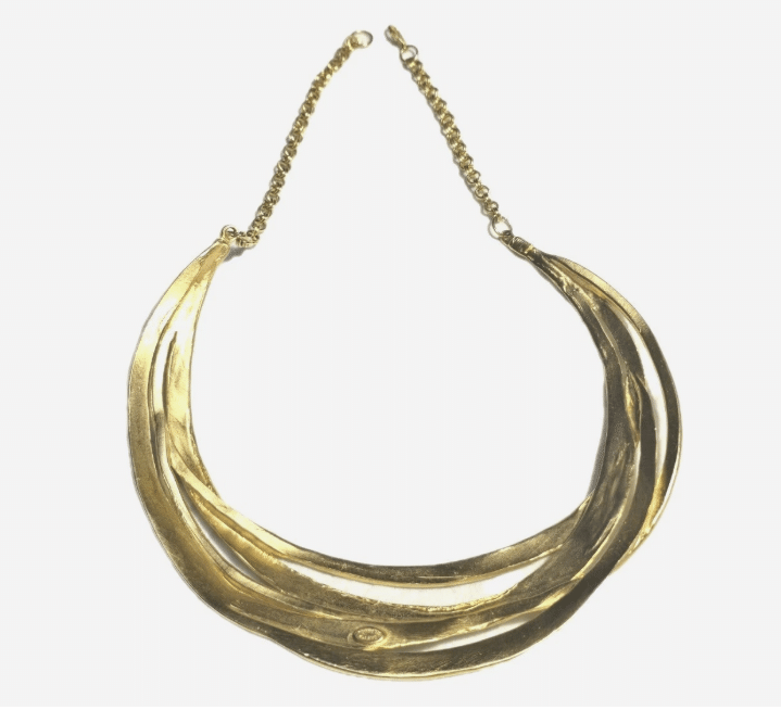 kenneth J Lane layered gold tone statement necklace.
