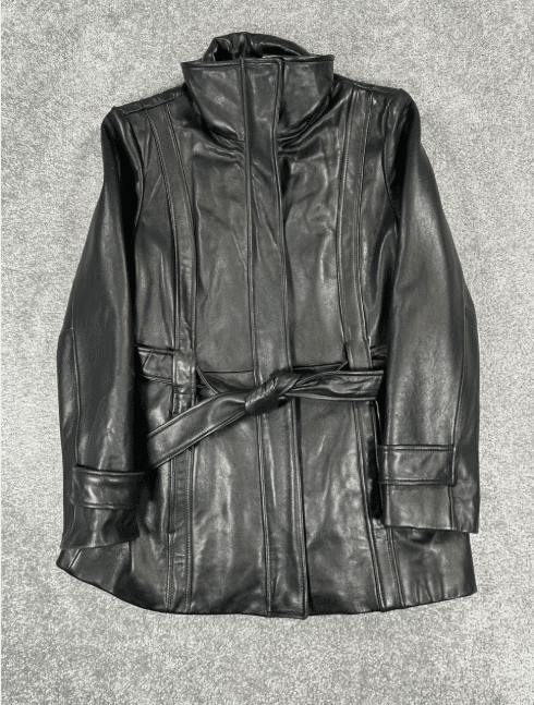 Vtg y2k Pelle Studio black leather wrap Jacket