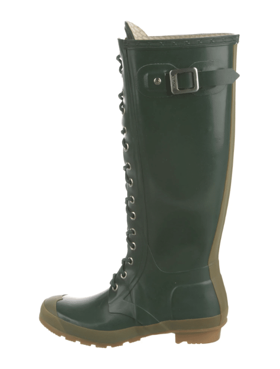 green hunter lace up high rain boots