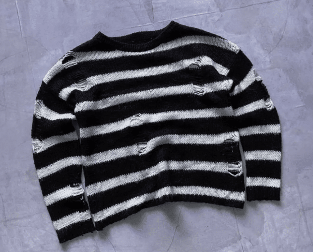 Distressed Junya Watanabe Striped Knit Sweater