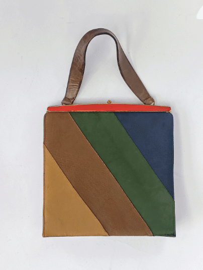 Vintage Patchwork Suede Handbag: 1960s MCM Colourblock Purse