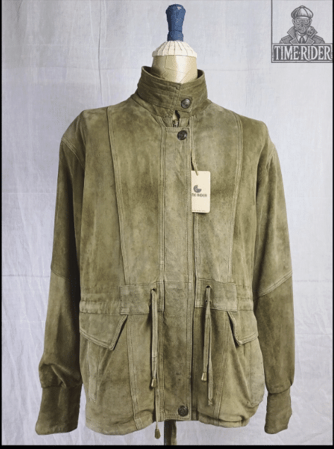 Vintage Suede Leather Green Jacket