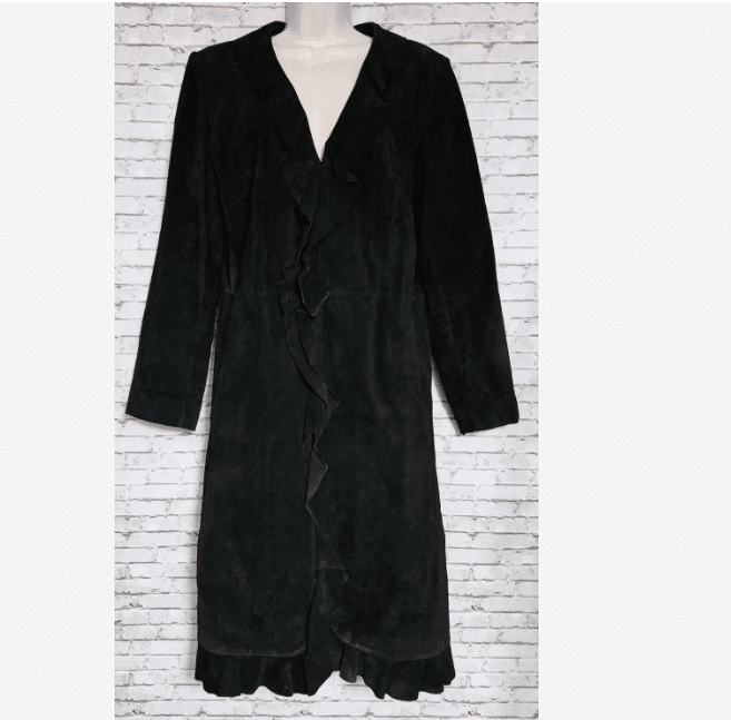 Vintage Wilsons Leather Black Suede Leather Womens Duster Coat