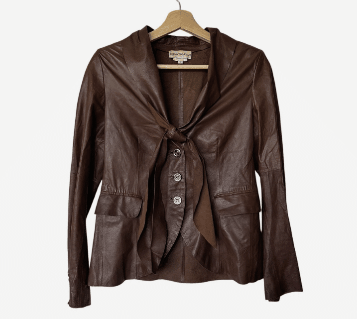 Emporio Armani Leather Y2K VTG Chocolate Brown Blazer