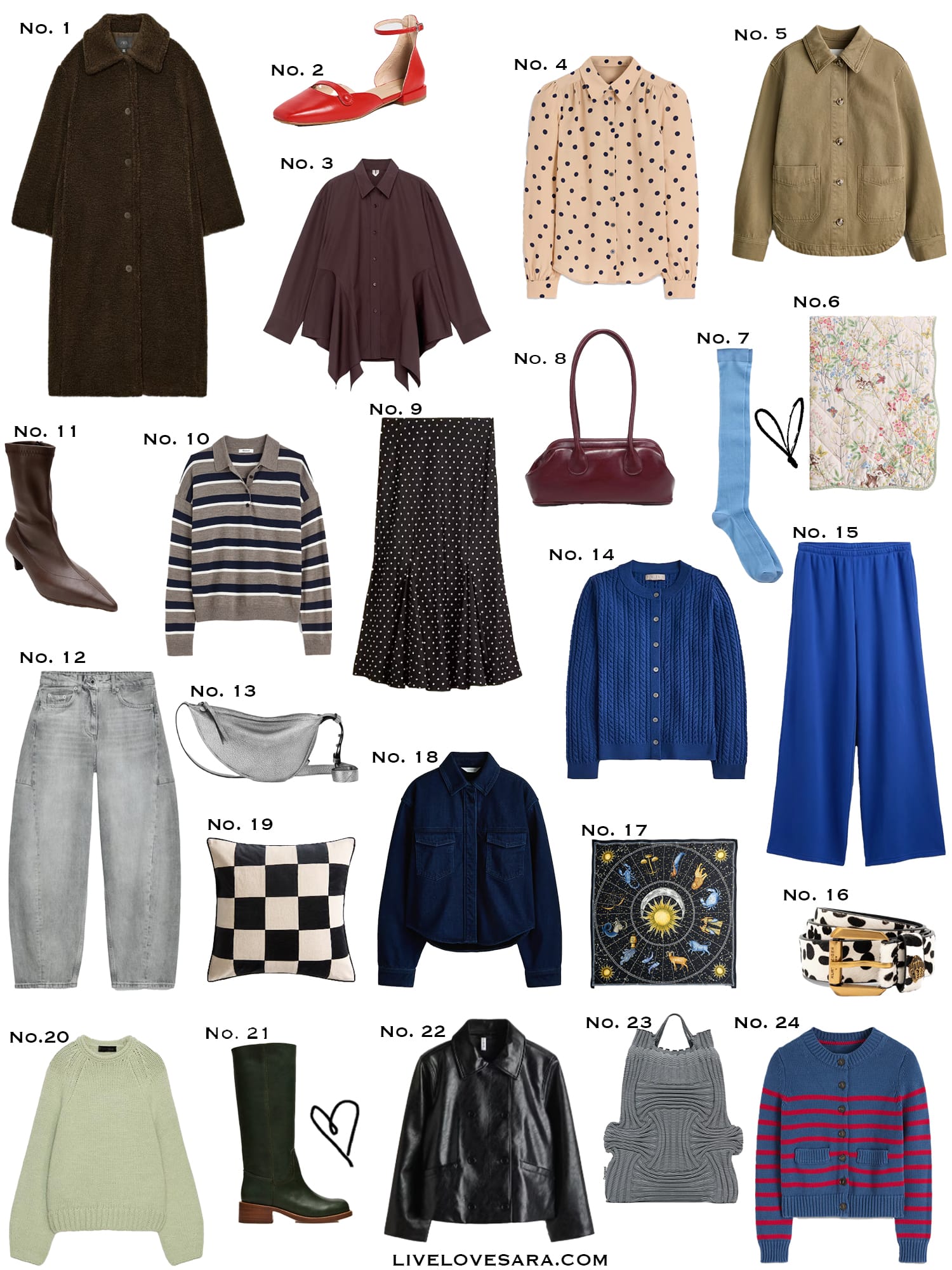 A white background with a collection of 24 finds from the past week.