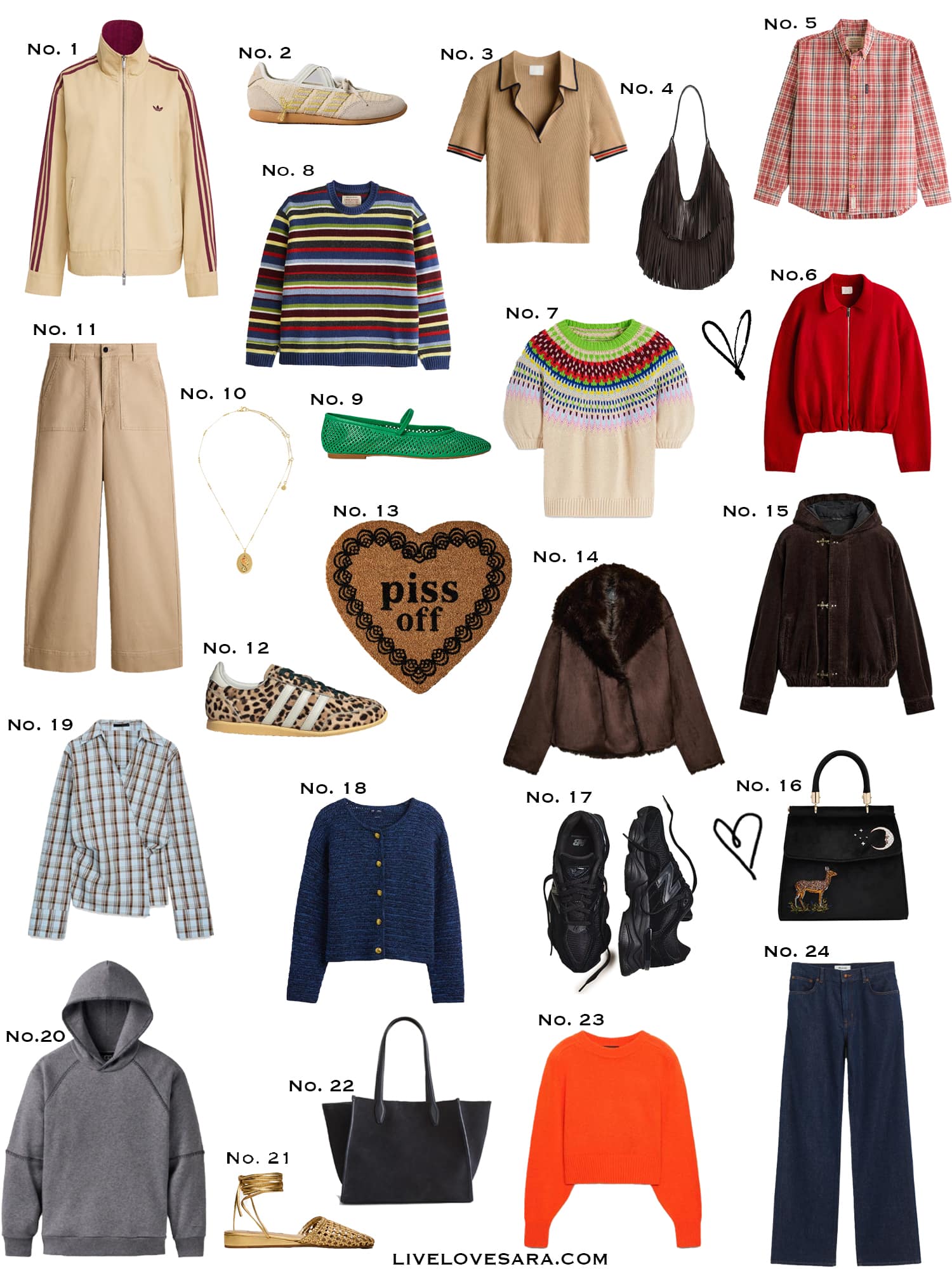 A white background with a collection of 24 finds from the past week.