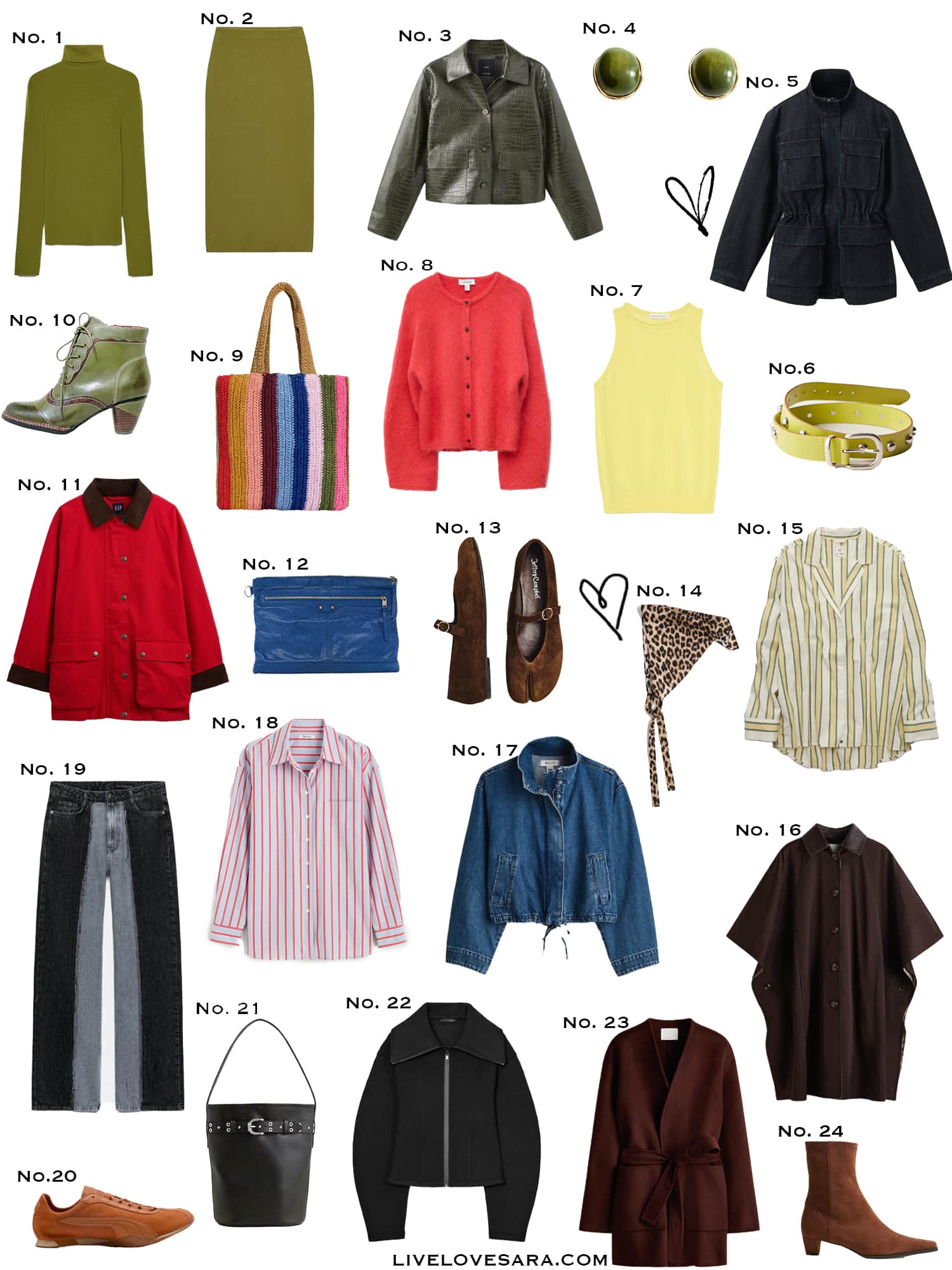 A white background with a collection of 24 finds from the past week.