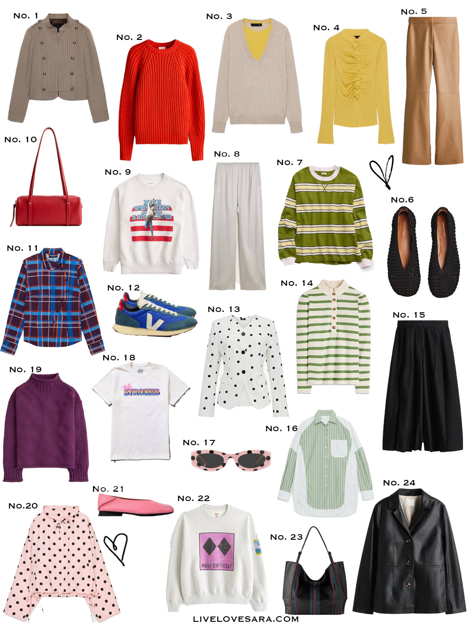 A white background with a collection of 24 finds from the past week.