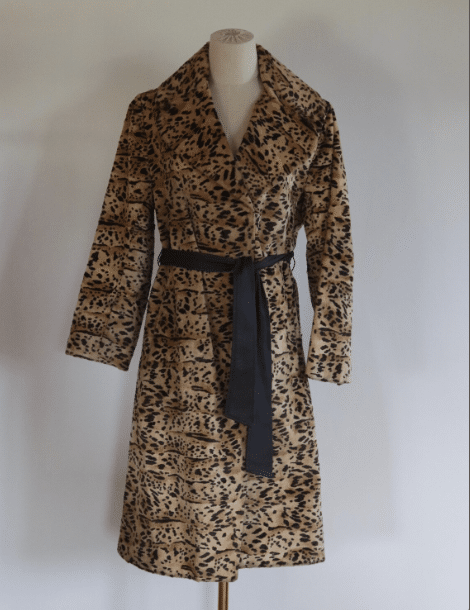 Vintage Belted Leopard-Print Trench Coat