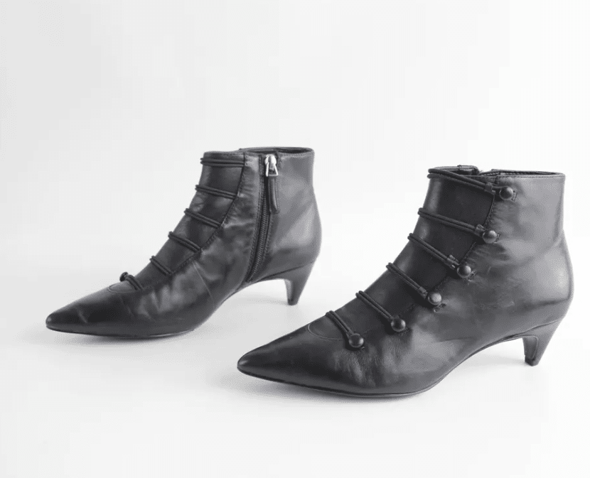 Kitten Heel Leather Ankle Boots