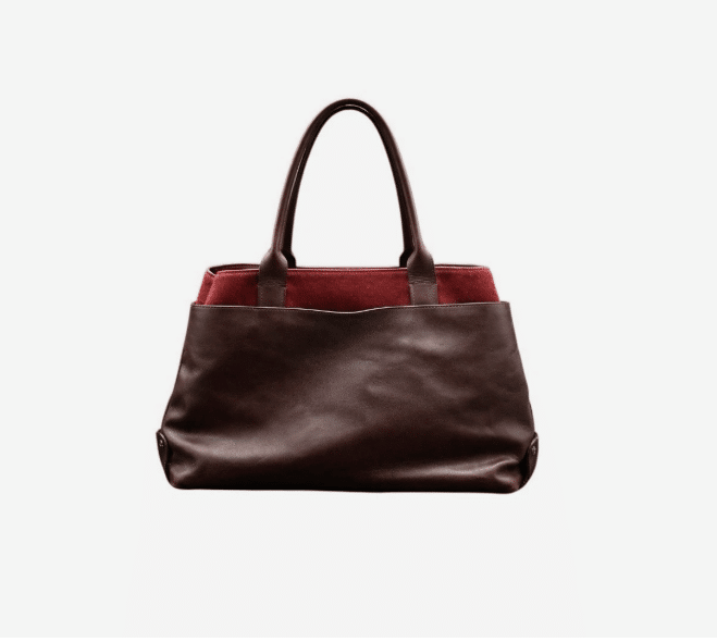 Bellucci Burgundy Oxblood Leather Tote Pony Hair Italian Work Bag Vintage.