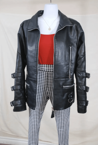 90s Faux Leather Biker Buckle Jacket