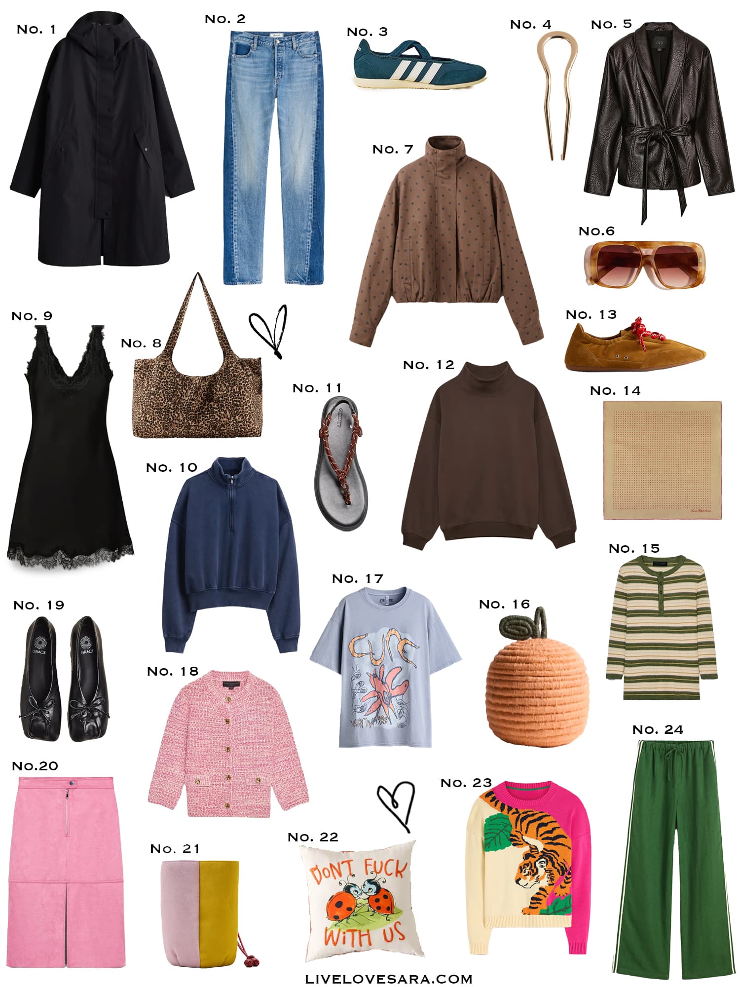 A white background with a collection of 24 finds from the past week.